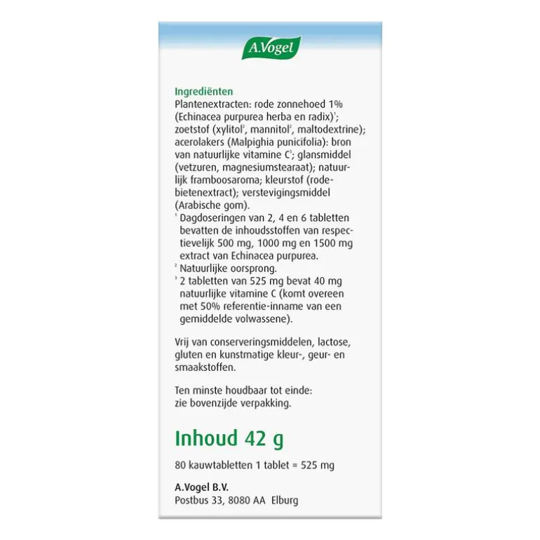A.Vogel Echinaforce Junior met Vitamine C Weerstand1* Kauwtabletten 80 stuks