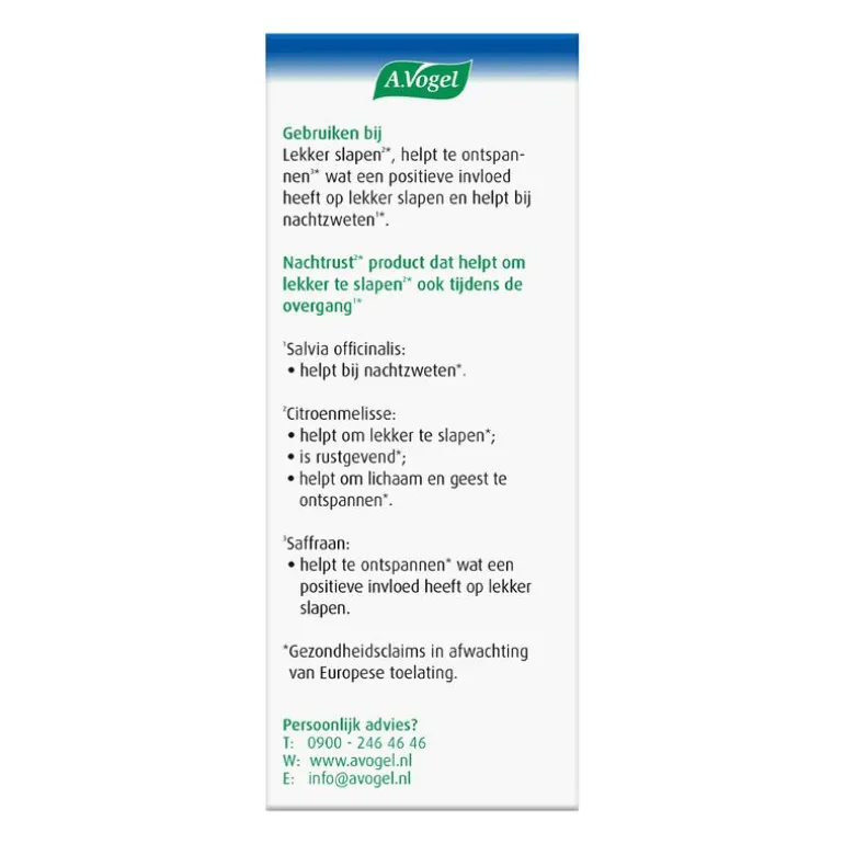 A.Vogel Nachtrust2* Tabletten Overgang1* 30 stuks