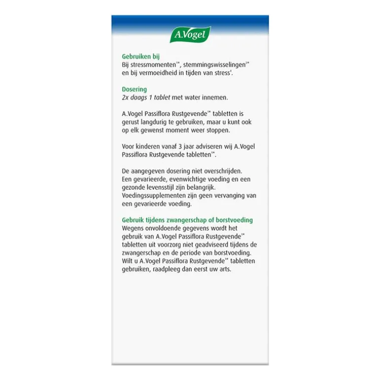 A.Vogel Passiflora Rustgevende1* Tabletten Stemmingswisselingen2* 30 stuks