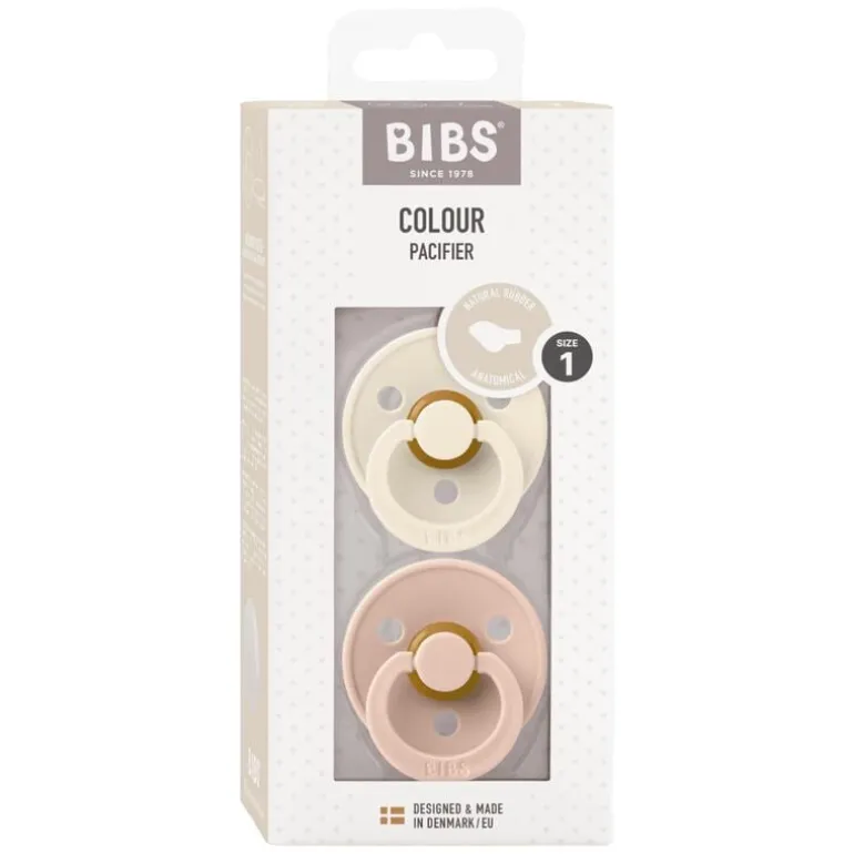 BIBS Anatomische Fopspeen Two Pack Natuurlijk Rubber Ivory/Blush Maat 1