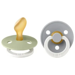 BIBS Anatomische Glow in the dark Fopspeen Two Pack Natuurlijk Rubber Sage/Cloud Maat 2