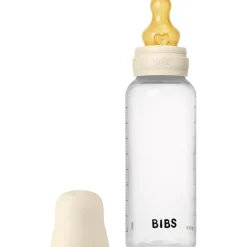 BIBS Babyfles 270 ML Ivory met Latex speen en opvouwbaar trechtertje