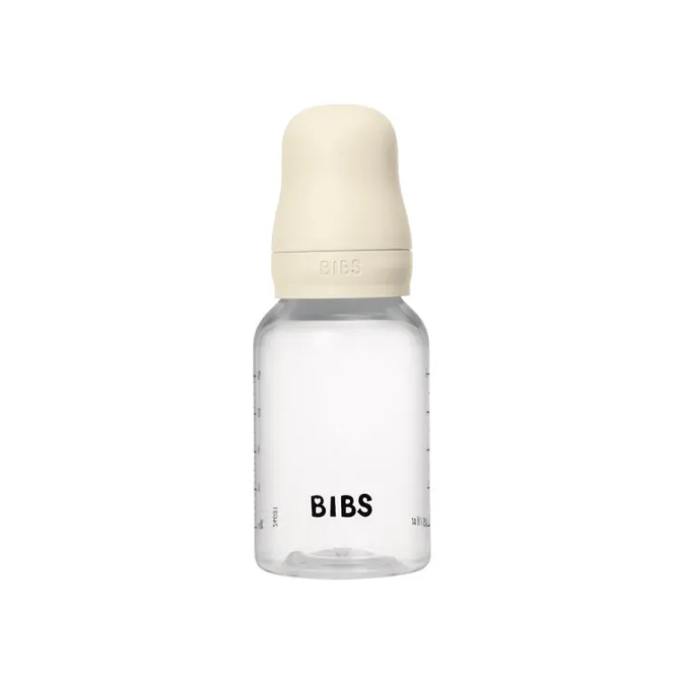 BIBS Babyfles 150 ML Ivory met Latex speen en opvouwbaar trechtertje