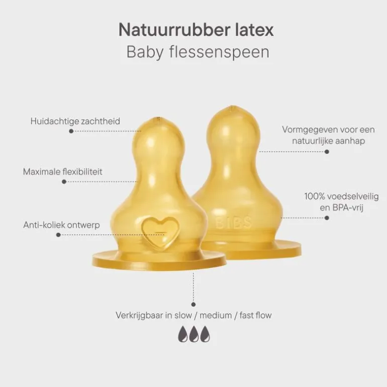 BIBS Babyfles 150 ML Ivory met Latex speen en opvouwbaar trechtertje