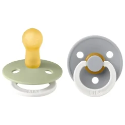 BIBS Glow in the dark Fopspeen Two Pack Natuurlijk Rubber Sage/Cloud Maat 2