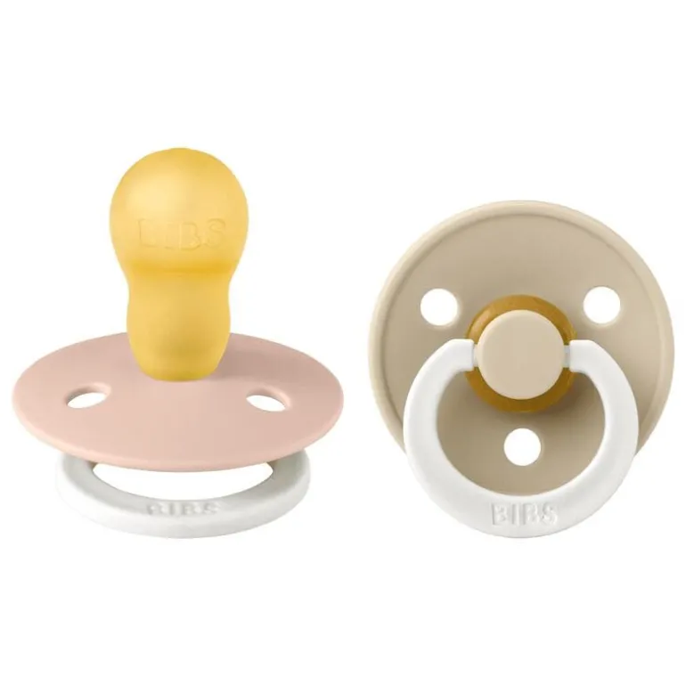 BIBS Glow in the dark Fopspeen Two Pack Natuurlijk Rubber Blush/Vanilla Maat 3