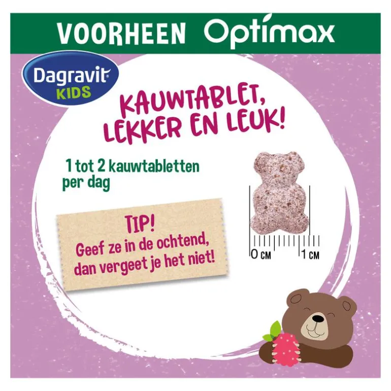 Dagravit Natural Kids Multi Framboos Hooggedoseerd 60 Dragees