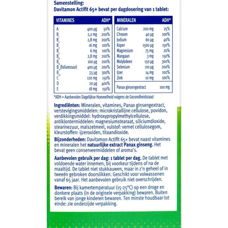 Davitamon Actifit 65+ Multivitamine 70 Stuks