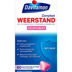 Davitamon Compleet Weerstand Vitamine C&D Bosvruchten 60 kauwtabl