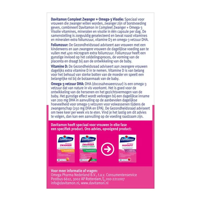 Davitamon Compleet Zwanger + Omega-3 Visolie 60 Stuks