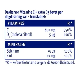 Davitamon Forte Vitamine C + Extra D3 Bruistabletten 15 stuks