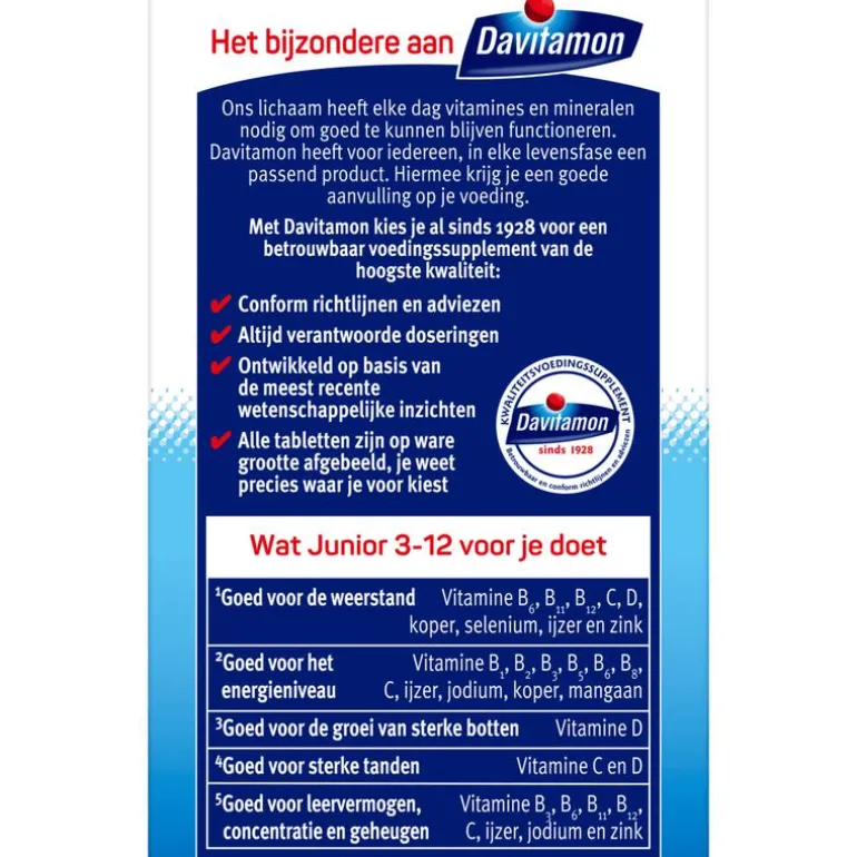 Davitamon Junior 3+ Multivitamine Kinderen Frambozensmaak 120 Kauwvitamines