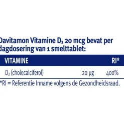 Davitamon Vitamine D3 20 mcg Smelttabletten Voordeelverpakking 150 stuks