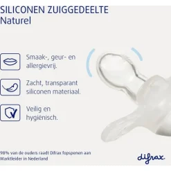 Difrax Fopspeen Natural 6 Maanden Groen BPA-vrij