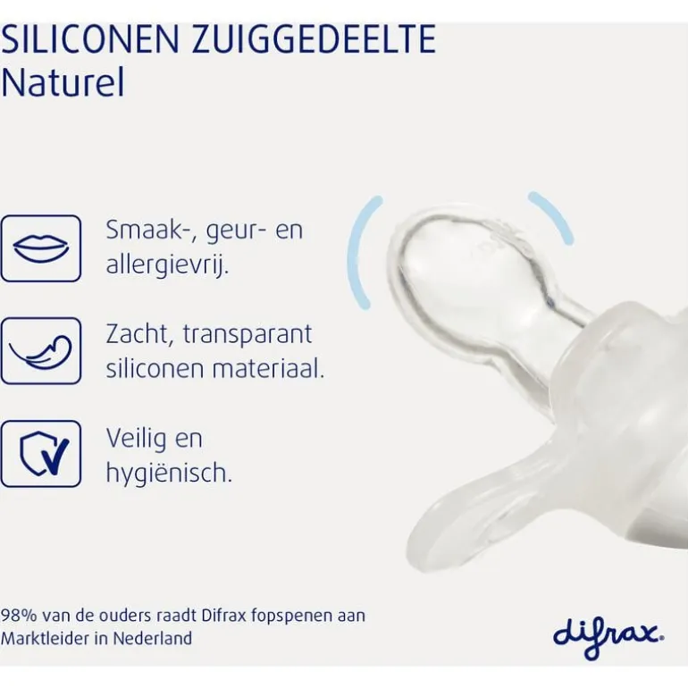 Difrax Fopspeen Natural 0-6 Maanden Lichtroze BPA-vrij