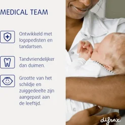 Difrax Fopspeen Natural 0-6 Maanden Lichtroze BPA-vrij