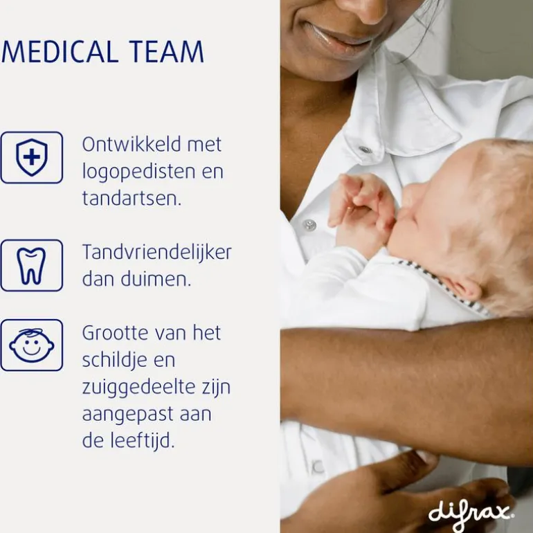 Difrax Fopspeen Natural 0-6 Maanden Lichtroze BPA-vrij
