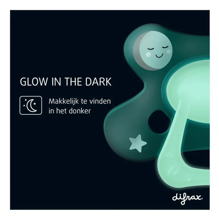 Difrax Fopspeen Natural 6+ M Glow In The Dark