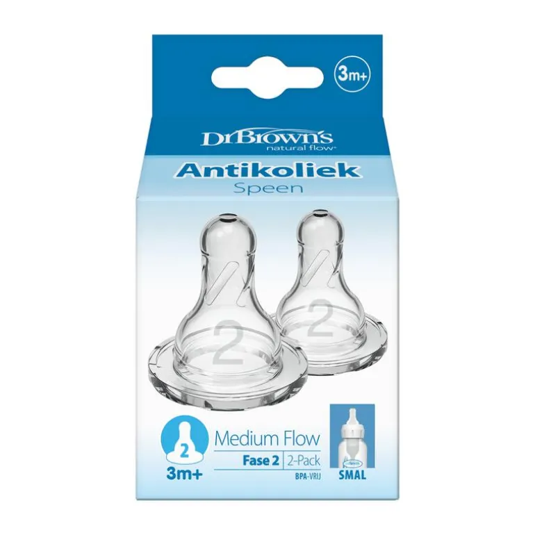 Dr. Brown’s Flesspeen 3+ Maanden Fase 2 Smalle Halsfles 2 stuks