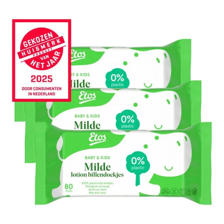Etos Baby & Kids Milde Lotion Billendoekjes 3x80 Stuks