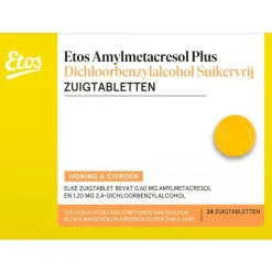 Etos Honing & Citroen zuigtablet, Amylmetacresol Plus Dichloorbenzylalcohol