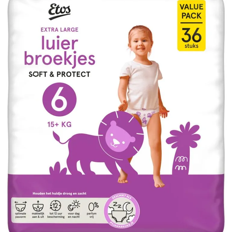 Etos Luierbroekjes Extra Large Maat 6 15+ kg Value Pack 36 stuks