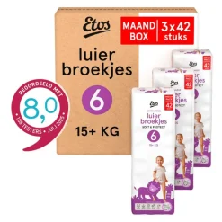 Etos Luierbroekjes Extra Large Maat 6 15+ kg Maandbox 126 stuks