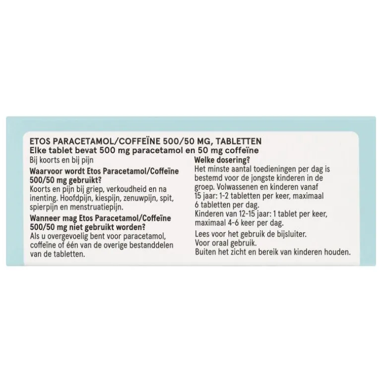 Etos Paracetamol/Coffeïne 500/50 mg 20 stuks