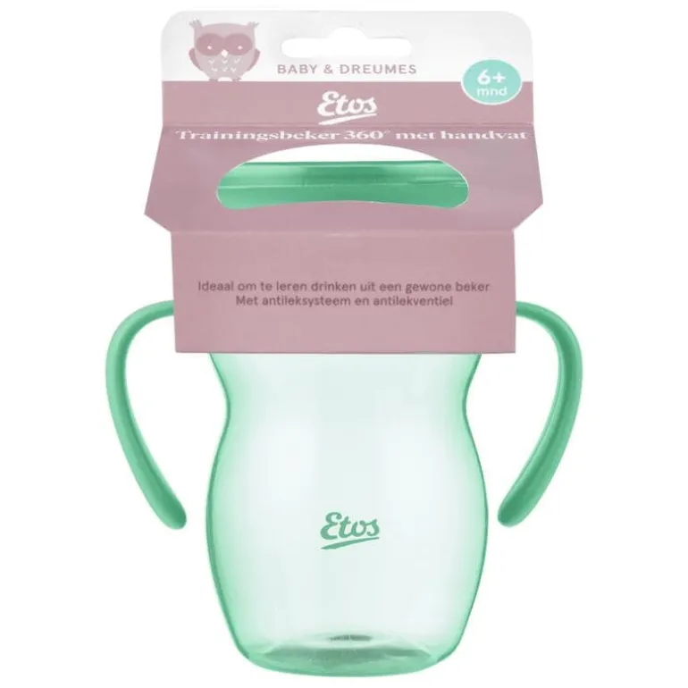 Etos 360° Trainingsbeker met handvaten groen 270 ML
