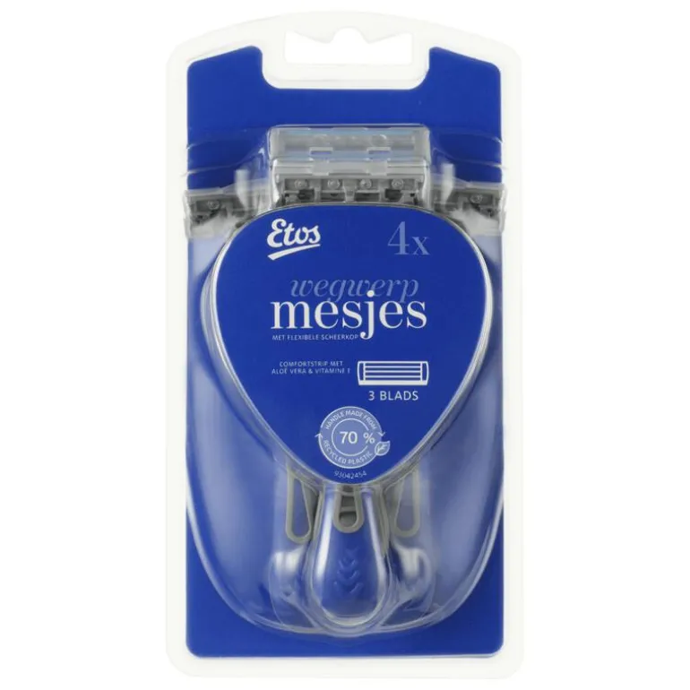 Etos Wegwerpmesjes 3-Blads Blauw 4 stuks