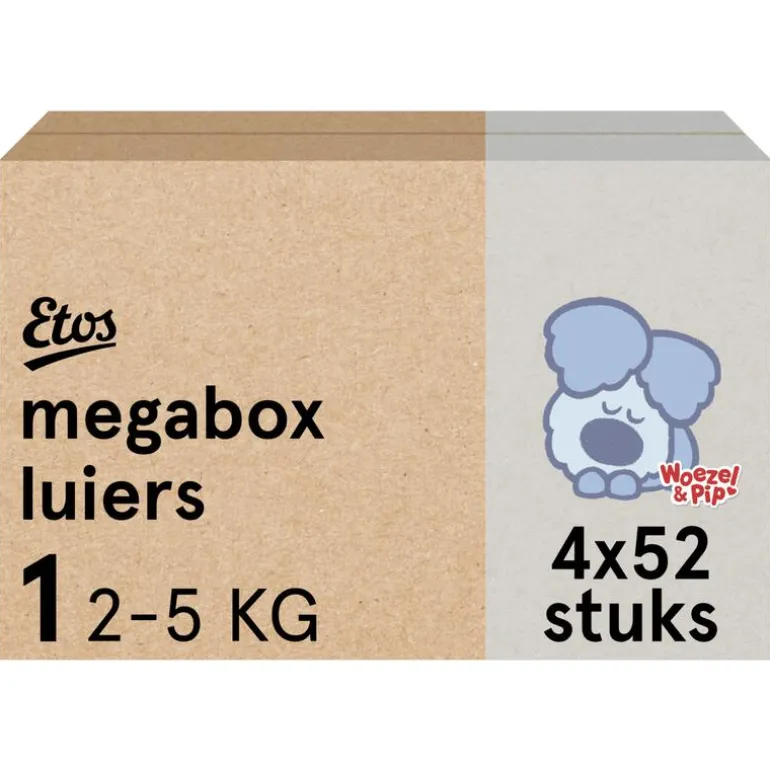 Etos Woezel & Pip Luiers Newborn Maat 1 2-5 kg Megabox 4x52 stuks