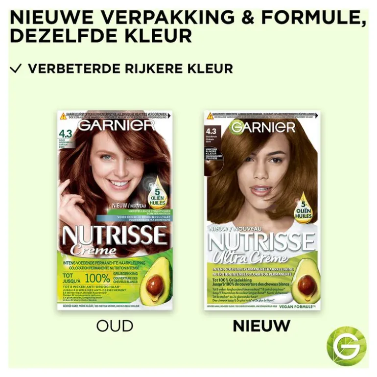 Garnier Nutrisse Crème Permanente Haarverf 4.3 Goud Middenbruin