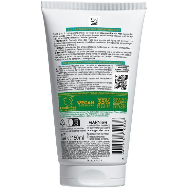 Garnier PureActive 3-in-1 Complete Reiniging 150 ML