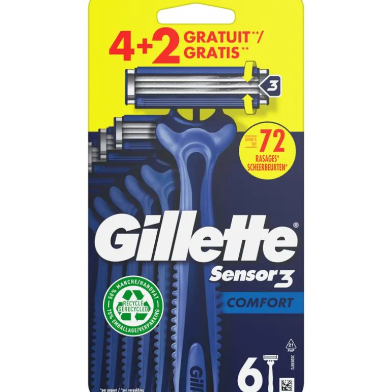 Gillette Sensor3 Comfort Wegwerpmesjes 4+2 stuks
