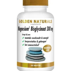 Golden Naturals Magnesium Bisglycinaat 300 mg Tabletten Voordeelpot 180 stuks