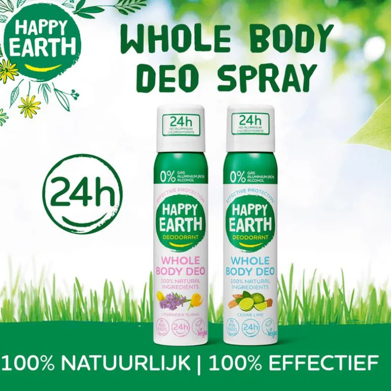 Happy Earth 100% Natural Whole Body Deo Spray Cedar Lime 100ML