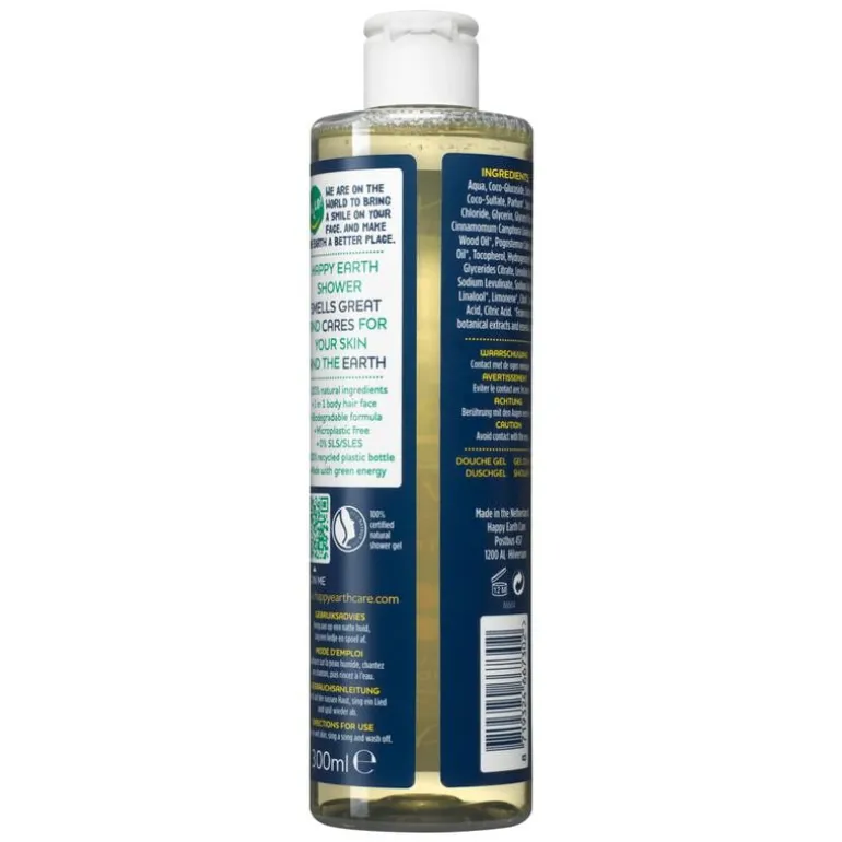 Happy Earth 100% natuurlijke Lemon Sandalwood Douchegel 300 ML