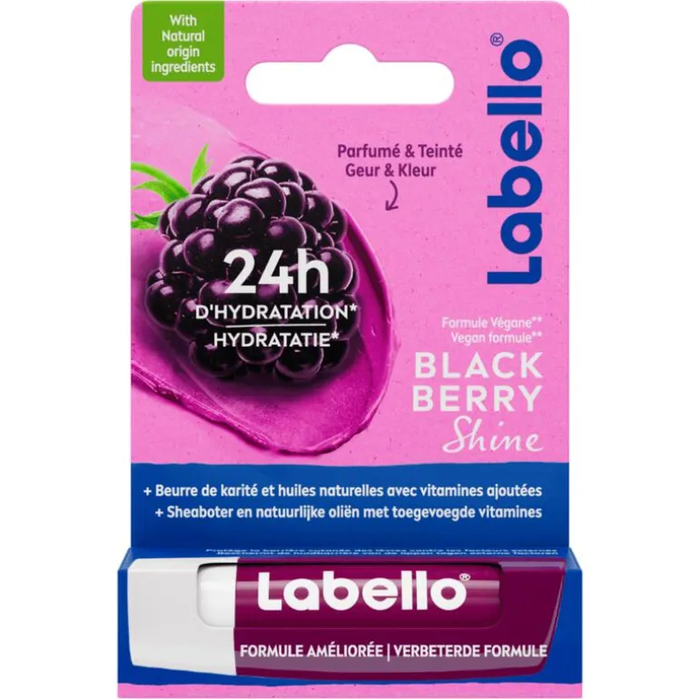 Labello Blackberry Shine Lippenbalsem 24u Hydratatie Bordeauxrood 1 Stuk