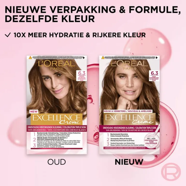 L'Oréal Paris Excellence Crème Verzorgende Crèmekleuring 6.30 Donker Goudblond