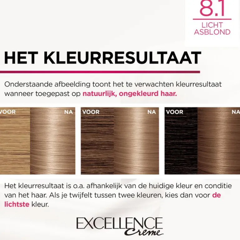 L'Oréal Paris Excellence Crème Verzorgende Crèmekleuring 8.1 Licht Asblond