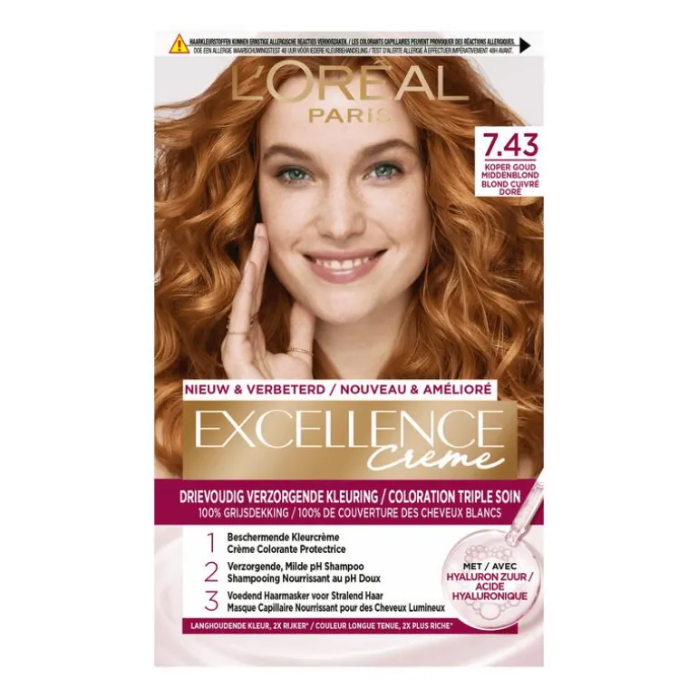 L'Oréal Paris Excellence Crème Verzorgende Crèmekleuring 7.43 Koper Goudblond