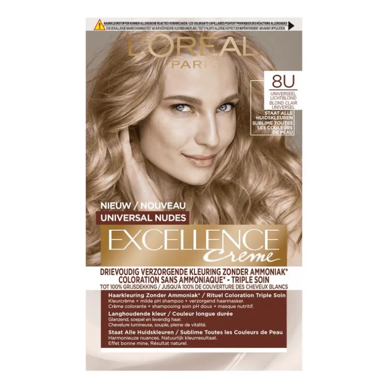 L'Oréal Paris Excellence Universal Nudes Permanente Haarverf 8U Lichtblond
