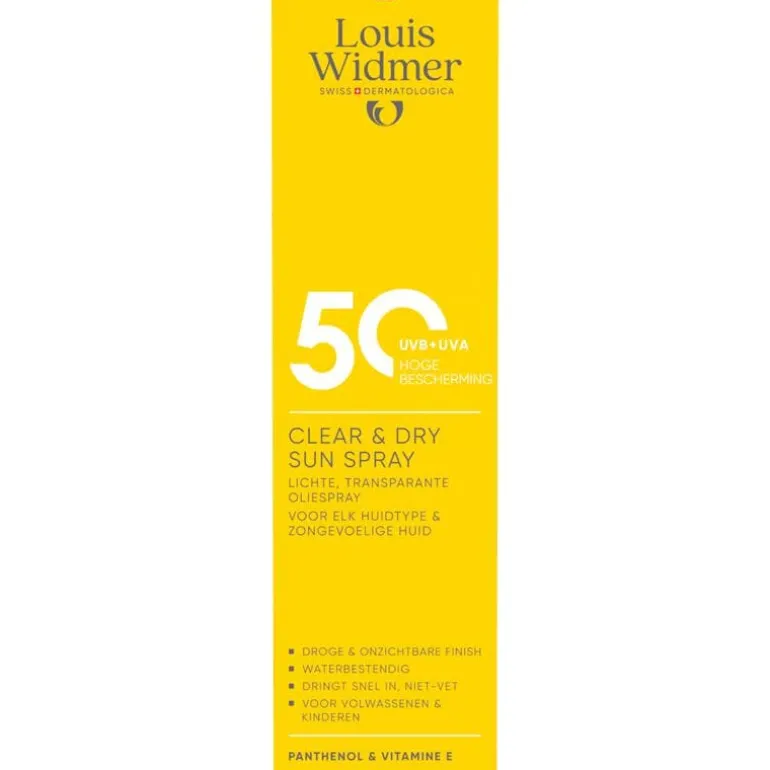 Louis Widmer Clear & Dry Sun Spray SPF50 Zonder Pafrum 200 ML