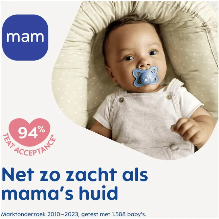 MAM Original Fopspenen Plain Blue 0-6 maanden 2 stuks