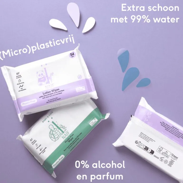 Naïf Plasticvrije Water Billendoekjes 8x54 stuks