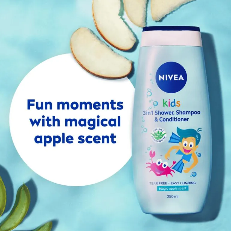 NIVEA Kids 3in1 Douchegel Shampoo & Conditioner Magic Apple Geur 250ML