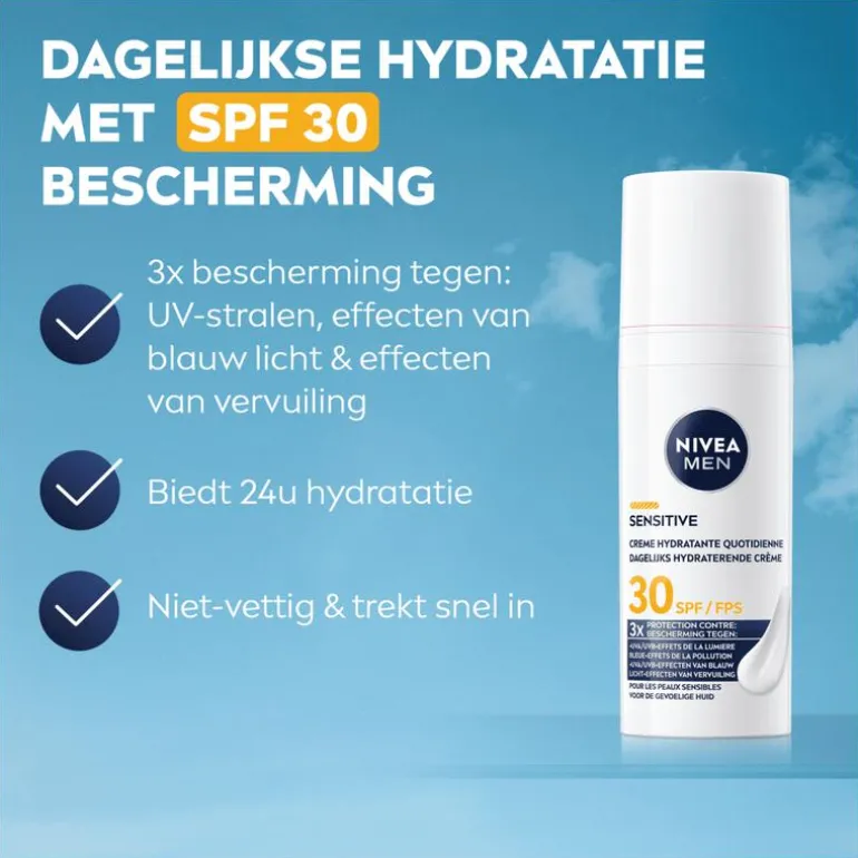NIVEA MEN Sensitive Triple Protect Moisturizer SPF30 50 ML