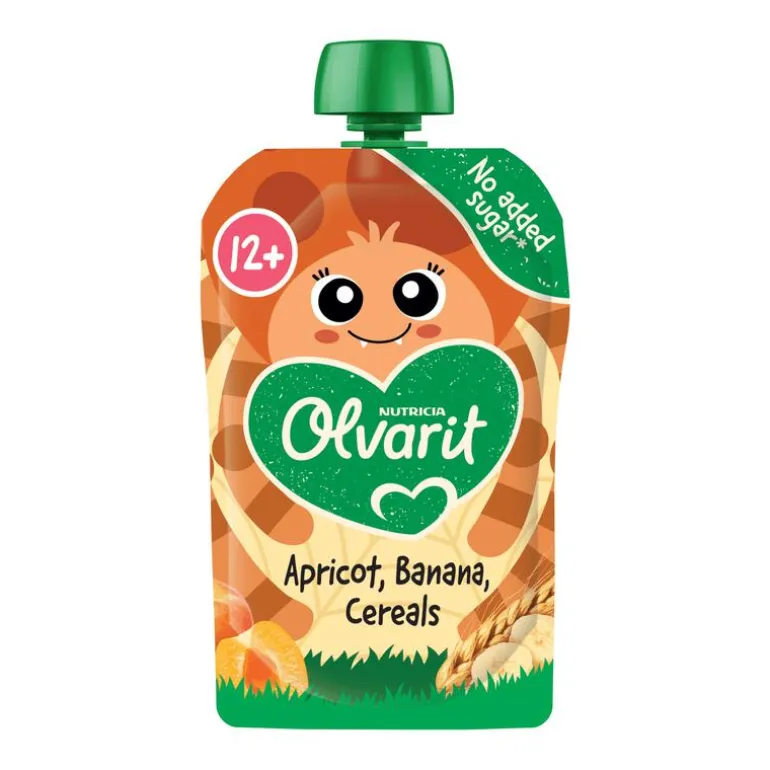 Olvarit Knijpfruit Abrikoos Banaan Granen