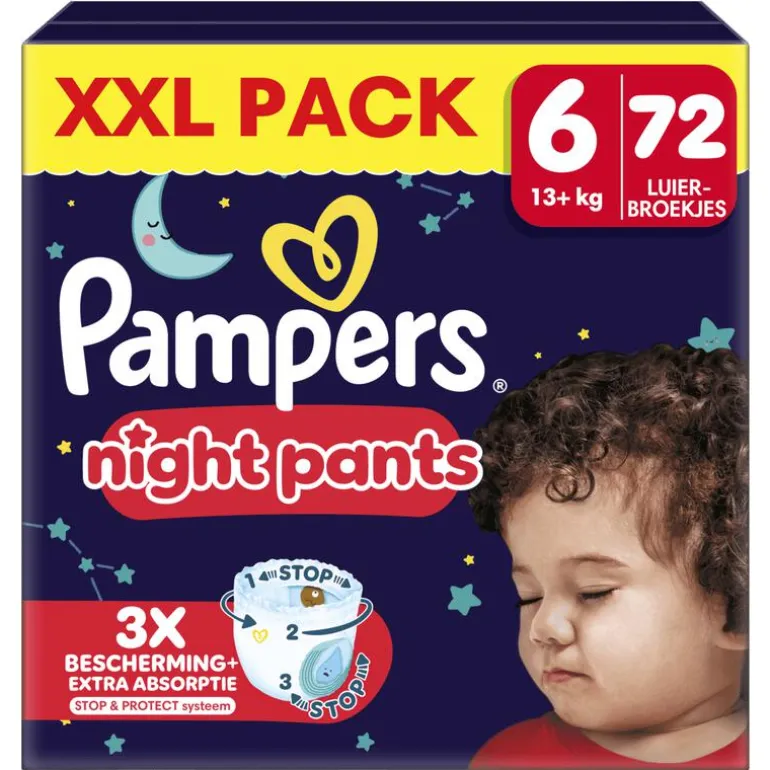 Pampers Baby Dry Night Pants XXL Pack Luierbroekjes Maat 6 13+ KG 72 Stuks