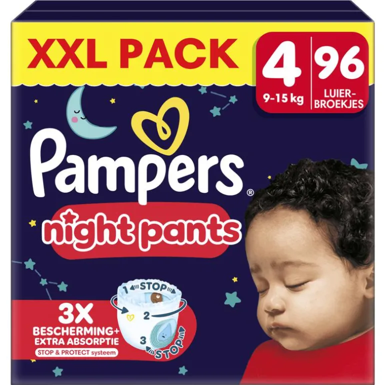 Pampers Baby Dry Night Pants XXL Pack Luierbroekjes Maat 4 9-15 KG 96 Stuks
